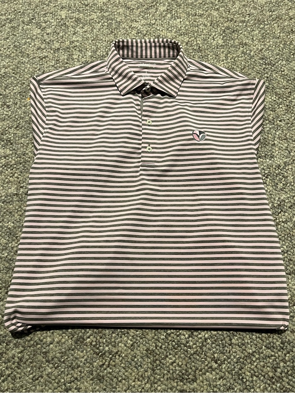 johnnie-O Pink & Gray Polo Large